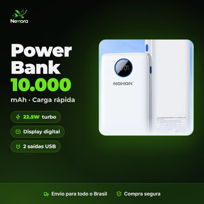Power Bank 10.000mAh 22.5W com Display Digital