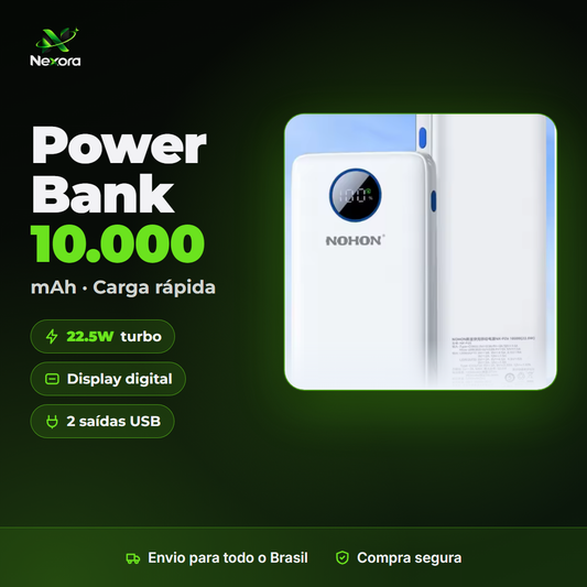Power Bank 10.000mAh 22.5W com Display Digital