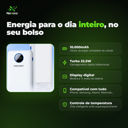 Power Bank 10.000mAh 22.5W com Display Digital