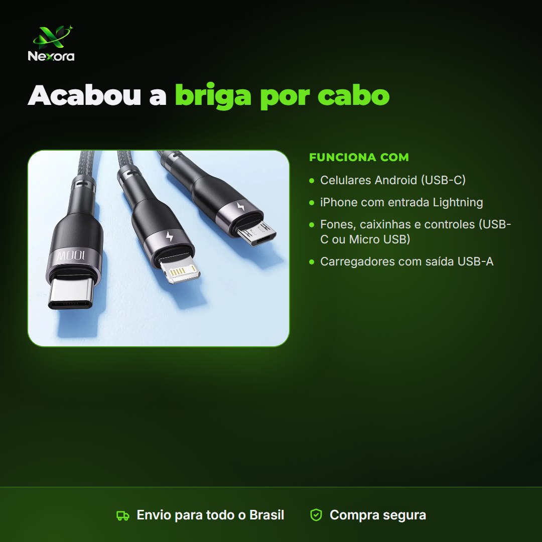 Pontas USB-C, Lightning e Micro USB