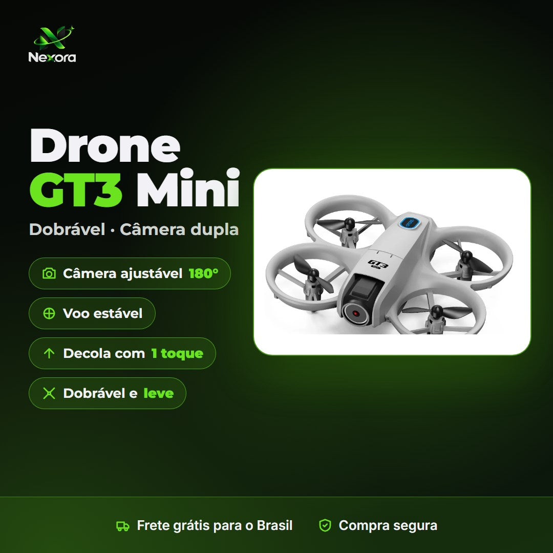Drone GT3 Mini dobrável com câmera dupla